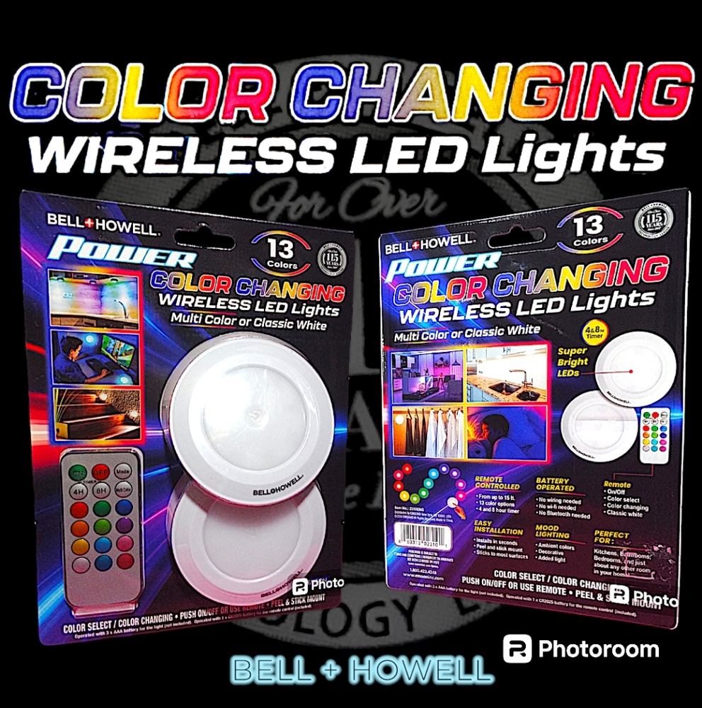 Color Changing LED Lights - 2 Pack with Remote Control, BELL+HOWELL